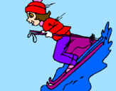 Coloring page Female skier painted byines