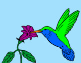 Coloring page Hummingbird and flower painted byJess