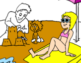 Coloring page Family vacation painted bygrandma