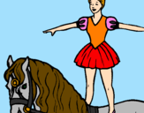 Coloring page Trapeze artist on a horse painted bylana