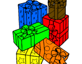 Coloring page A mountain of presents painted byCHLOE
