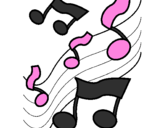 Coloring page Musical notes on the scale painted byTay