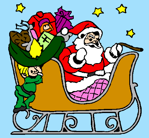 Coloring page Father Christmas in his sleigh painted byyelitza   mama