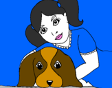 Coloring page Little girl hugging her dog painted byjose