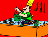 Coloring page Cook in the kitchen painted byNora