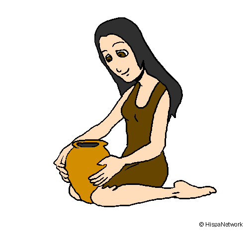 Woman and urn