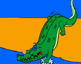 Coloring page Alligator entering water painted bymonty