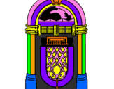 Coloring page 1950s jukebox painted bymin