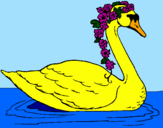 Coloring page Swan with flowers painted bymichele