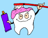 Coloring page Tooth cleaning itself painted byKing Jerry
