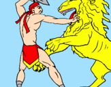 Coloring page Gladiator versus a lion painted byElizabeth