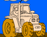 Coloring page Tractor working painted byomj90