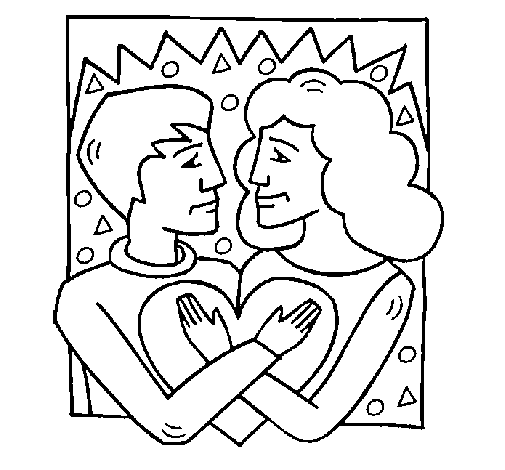 Coloring page Boy and girl in love painted byyuan