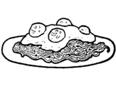 Coloring page Spaghetti with meat painted bysss