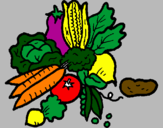Coloring page vegetables painted byMarga