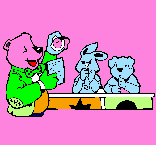 Coloring page Bear teacher and his students painted bysanijae