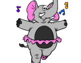 Coloring page Elephant wearing tutu painted byMusical Elephant