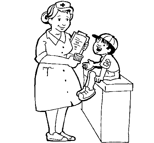 Coloring page Nurse and little boy painted byjoanne