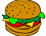 Coloring page Hamburger with everything painted bycharlotte