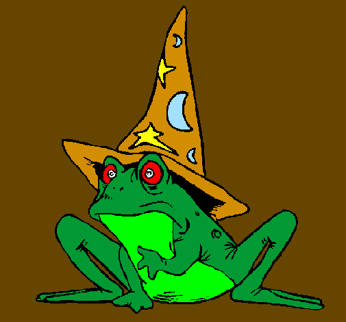 Coloring page Magician turned into a frog painted byanna