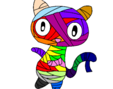 Coloring page Doodle the cat mummy painted byAimee