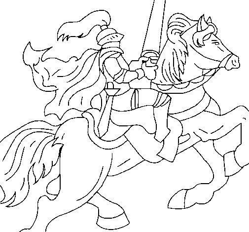Coloring page Knight on horseback painted byST GEORGE