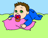 Coloring page Baby playing painted bysumer