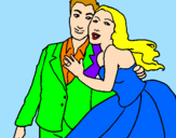Coloring page The bride and groom painted byangela