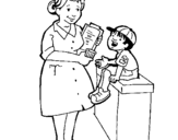 Coloring page Nurse and little boy painted byasa