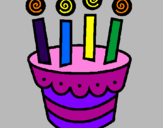 Coloring page Cake with candles painted bycecilia