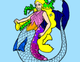 Coloring page Mermaid with long hair painted byaandrea