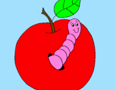 Coloring page Apple with worm painted bytoblerone