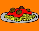 Coloring page Spaghetti with meat painted byJonas