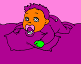 Coloring page Baby playing painted bynatalia