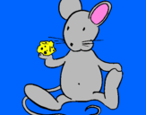 Coloring page Rat with cheese painted byL.J.