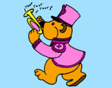Coloring page Bear trumpet player painted bypom-pom,flufy,