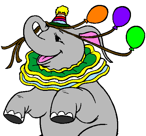 Elephant with 3 balloons
