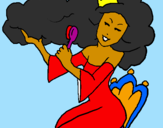 Coloring page Princess brushing her hair painted byanngela