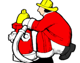 Coloring page Firefighter and fire hydrant painted by v epgtg