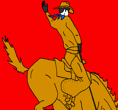 Coloring page Cowboy on horseback painted byindian
