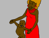 Coloring page Mother and son from Guinea painted byarryill