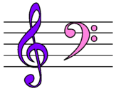 Coloring page Treble and bass clefs painted byBaylee