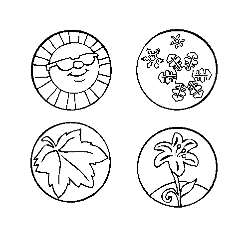 four seasons clipart black and white