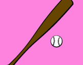 Coloring page Baseball bat and baseball ball painted byisis