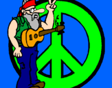 Coloring page Hippy musician painted bymacey