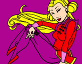 Coloring page Ninja princess painted byAmbra e  Luca