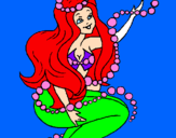 Coloring page Mermaid and bubbles painted byabigail