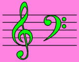 Coloring page Treble and bass clefs painted byDRI KAREN