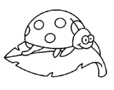 Coloring page Ladybird on a leaf painted byyuan
