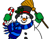 Coloring page Snowman with scarf painted byRose